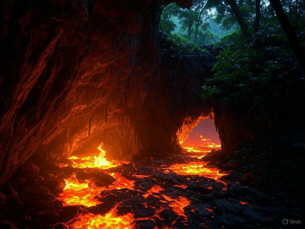 Cave of Flames under stormy skies