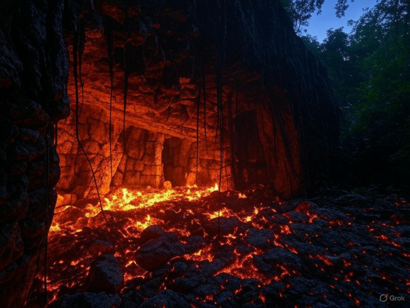 Cave of Flames with fiery glow
