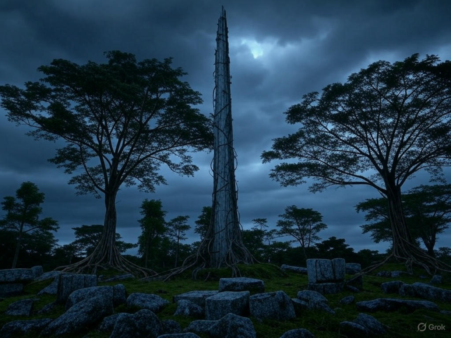 Spire of Dawn under stormy skies