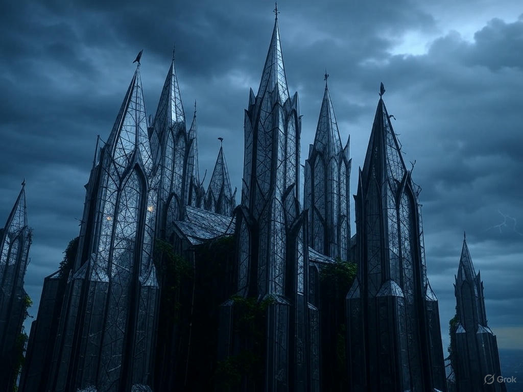 Temple of Echoes under stormy skies