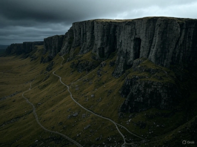 Cliffside paths and shadows